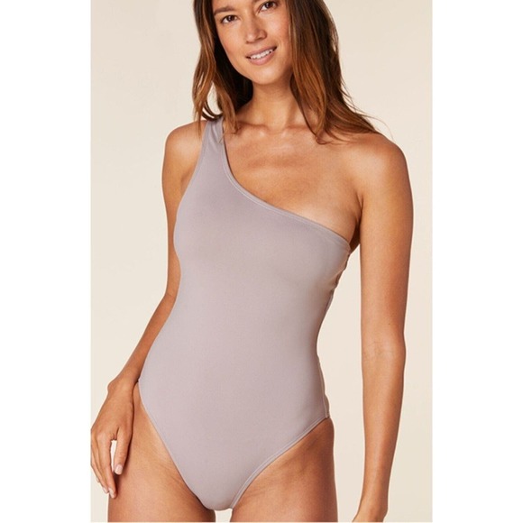 NWT Andie Swim The Nantucket One Piece in Stone Color Size Medium One Shoulder - Picture 1 of 3